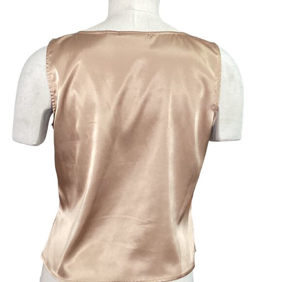 Chico's Gold Satin Cropped Sleeveless Shell/Camisole/Tank Top Sz 1 (M/8) #126N - Picture 5 of 9